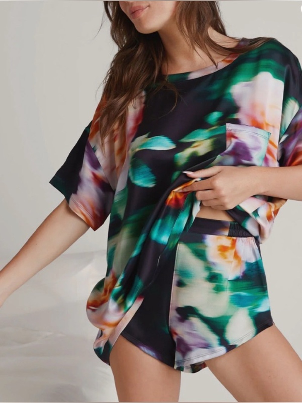 lunya Washable Silk Tee Set in Aurora Garden